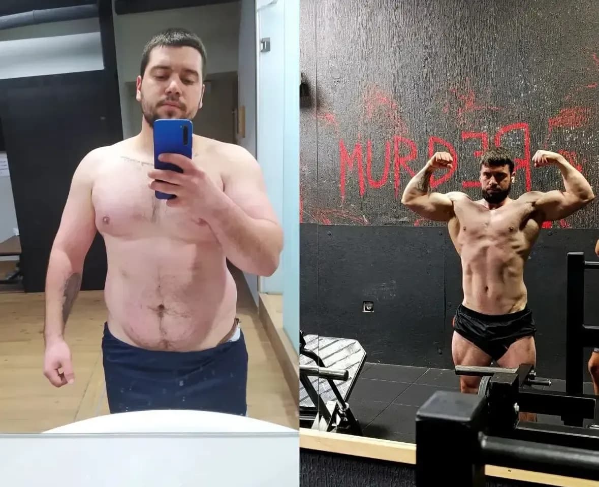 Transformacija klijenta, pre i posle, u teretani
